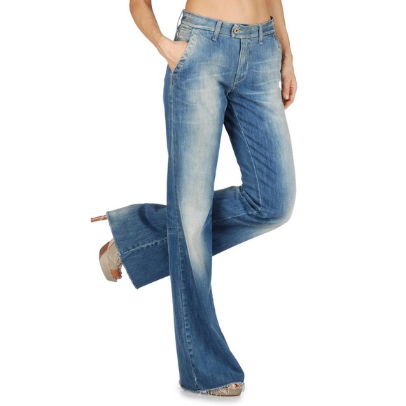 Diesel Jeans Diesel Flairlegg Mid Rise Medium Wash Stretch Flare
